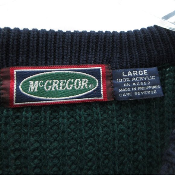 VINTAGE McGregor Sweater Large Pullover Striped 90s Grandpa Colorful - Picture 8 of 9